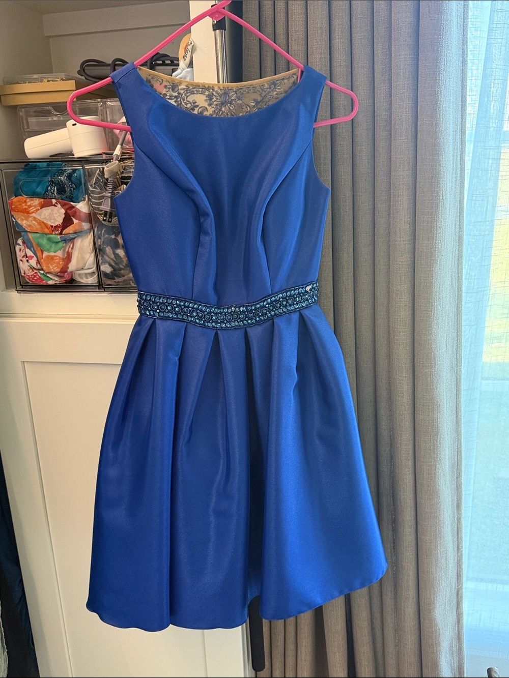 Sherri Hill Royal Blue Beaded-Waist Formal Dress